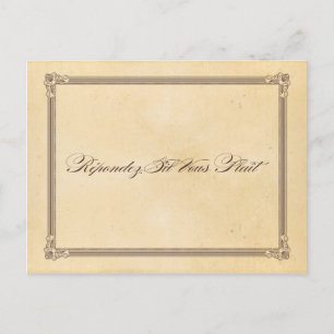 Vintage Poster Cream & Brown Wedding RSVP Briefkaa Uitnodiging Briefkaart
