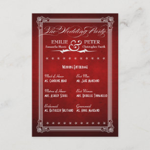 Vintage Poster Deep Red Wedding Party Kaart