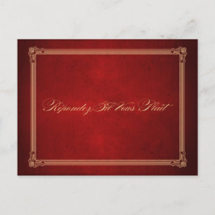 Vintage Poster Deep Red Wedding RSVP Briefkaart