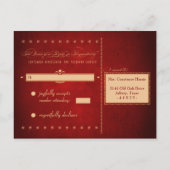 Vintage Poster Deep Red Wedding RSVP Briefkaart (Achterkant)