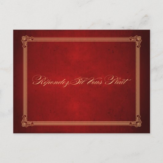 Vintage Poster Deep Red Wedding RSVP Briefkaart (Voorkant)