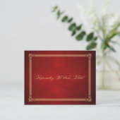 Vintage Poster Deep Red Wedding RSVP Briefkaart (Staand voorkant)