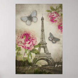 Vintage poster Eiffeltoren in Parijs