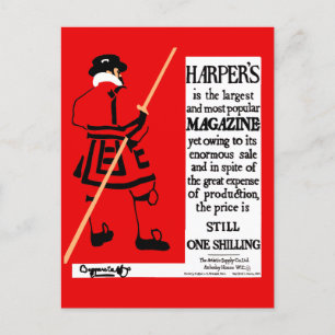 Vintage Poster Harper's Magazine Beefeater Briefkaart