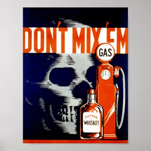 Vintage Poster - Meng niet Em - schedel - CANVAS (Voorkant)