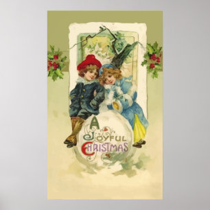 Vintage-Poster met kerstbal Poster