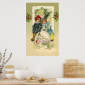 Vintage-Poster met kerstbal Poster (Keuken)