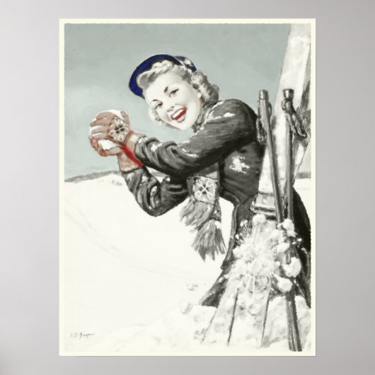 Vintage Poster met Winter Holiday Print (Voorkant)