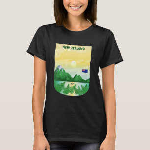 Vintage Poster New Zealand Landscape Natuur Mounta T-shirt