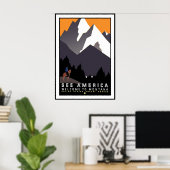 Vintage Poster Print Bekijk Amerika Montana (Thuiskantoor)