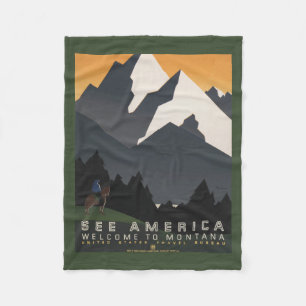Vintage Poster Promoting reizen naar Montana. Fleece Deken