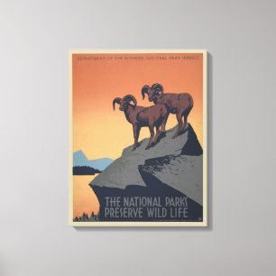 Vintage Poster Promoting reizen naar nationale par Canvas Afdruk