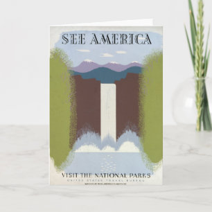 Vintage Poster Promoting reizen naar nationale par Kaart