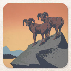 Vintage Poster Promoting reizen naar nationale par Vierkante Kartonnen Onderzetter