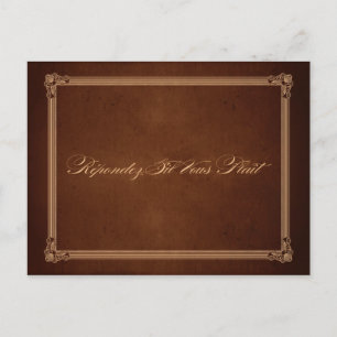 Vintage Poster Rich Brown Wedding RSVP Briefkaart