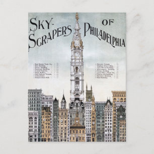 Vintage Poster - Sky Scrapers of Philadelphia Briefkaart