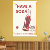 Vintage Poster Soda Canvas Afdruk (Insitu (Woonkamer))