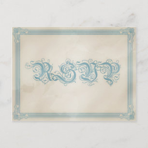 Vintage Poster Style Brown & Blue RSVP Briefkaart