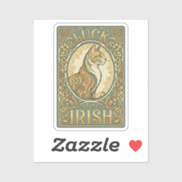 Vintage Poster Style Irish Cat Art Nouveau Sticker