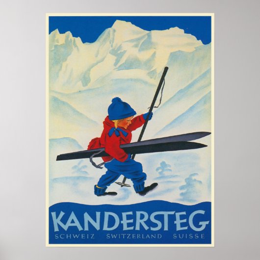 Vintage Poster uit de Zwitserse Alpen (Voorkant)