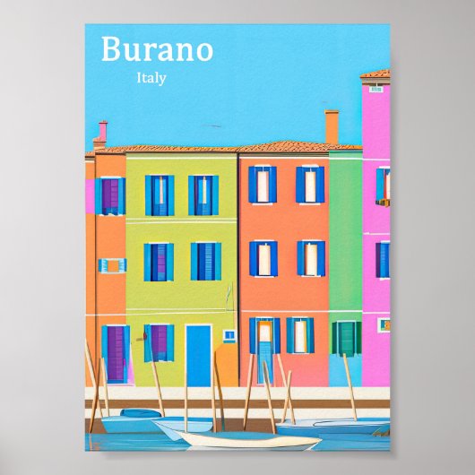 Vintage-poster van Burano Poster (Voorkant)