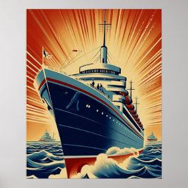 Vintage poster van de cruise van de oceaanstomer