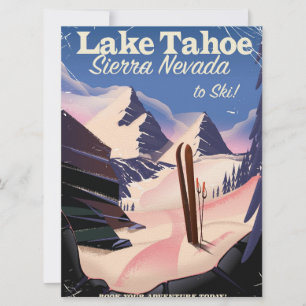 Vintage poster van het Tahoe sierra nevada-meer Kaart