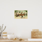 Vintage-Poster voor kerstkaarten Poster (Keuken)