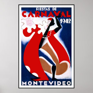 Vintage Posterprint Montevideo Uruguay Fiestas Poster