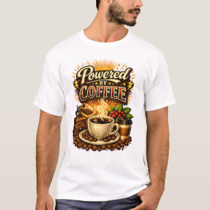 Vintage Powered by Coffee – Retro Koffieliefhebber T-shirt