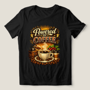Vintage Powered by Coffee – Retro Koffieliefhebber Tri-Blend Shirt