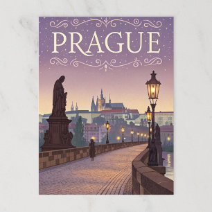 Vintage Praag Charles Bridge Sunset Briefkaart