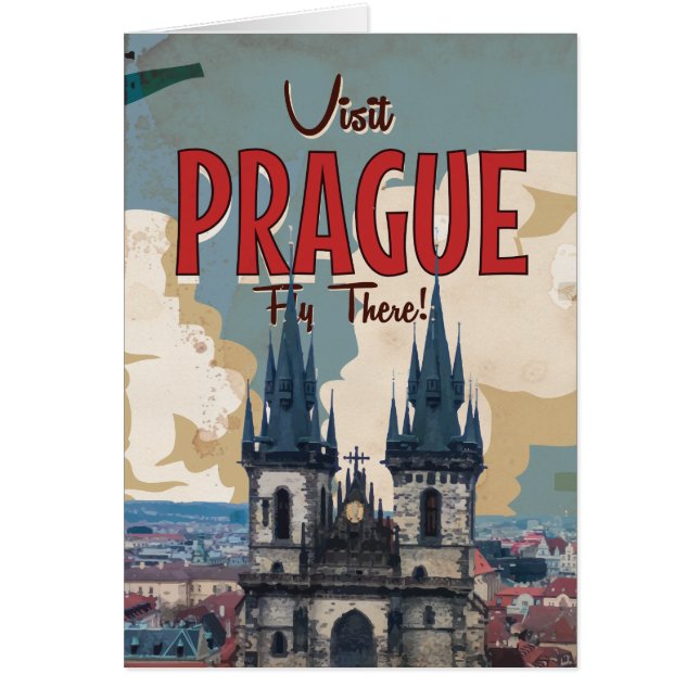 Vintage Praag, Tsjechische Republiek Reisposter (Voorkant)