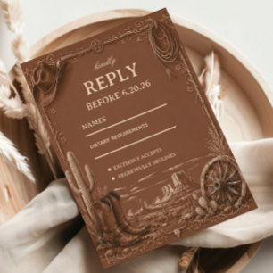 Vintage Prairie Elegante Rustiek RSVP Kaartje