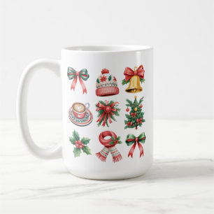 Vintage Preppy Kerstvakantie Coquette Strik Kerstm Koffiemok