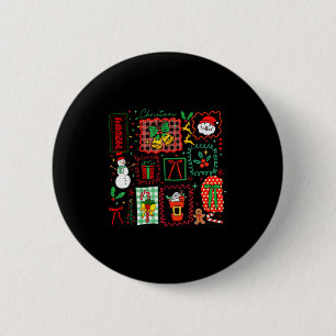 Vintage Preppy Prettig Kerstman Santa Coquette Str Ronde Button 5,7 Cm
