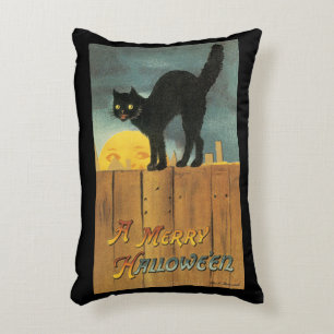 Vintage Prettig Halloween Kat door Ellen Clapsaddl Accent Kussen