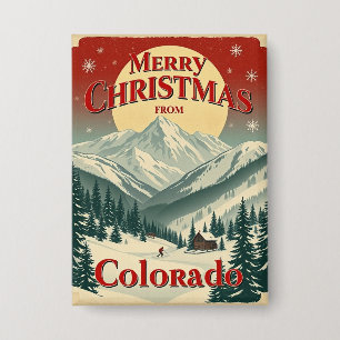 Vintage Prettig Kerstfeest vanuit Colorado Button