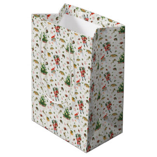 Vintage Prettig Kerstmis Kerstman Medium Cadeauzakje