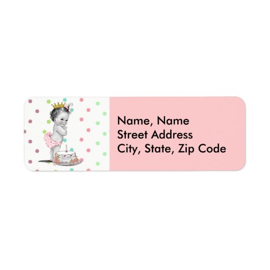 Vintage Princesse Bébé Étiquette de adresse d'anni (Devant)