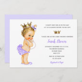 Vintage Princesse Invitations Blonde Bébé Violet (Devant / Derrière)