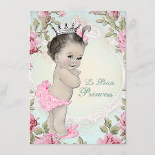 Vintage Prinses Baby shower Kaart