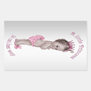 Vintage Prinses Baby shower Rechthoekige Sticker