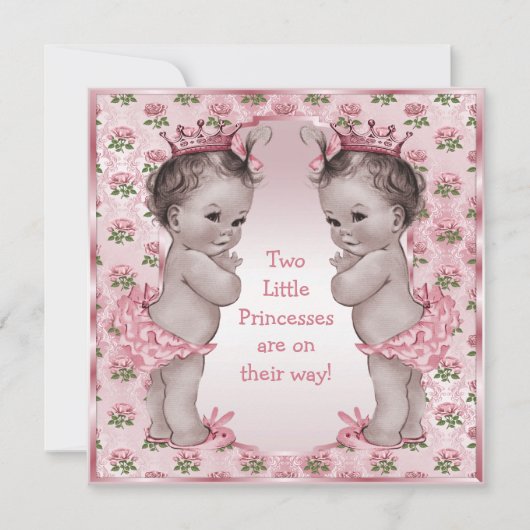 Vintage prinses Roses Baby shower Kaart (Voorkant)