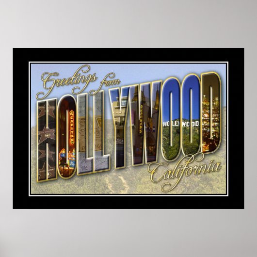 Vintage Print Greetings Hollywood California (Voorkant)