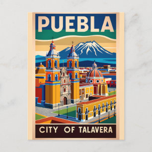 Vintage Puebla Mexico Stad van Talavera Retro Briefkaart