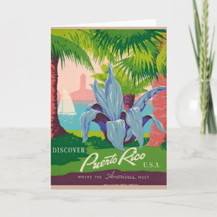 Vintage Puerto Rico Art Ilustration Kaart