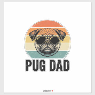 Vintage Pug Vader Gravure Hond Liefhebber Design_1 Sticker
