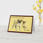Vintage Pugs die, worden goed, de Kaart van de (Gele Bloem)