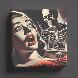 Vintage Pulp Horror Vrouw Stenen Onderzetter